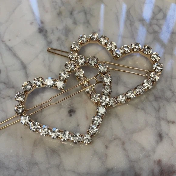 NWT Large 2.5” Golden Heart Hair Clips (2) - Picture 2 of 4